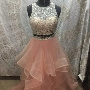 Two Piece Pink Formal Dress